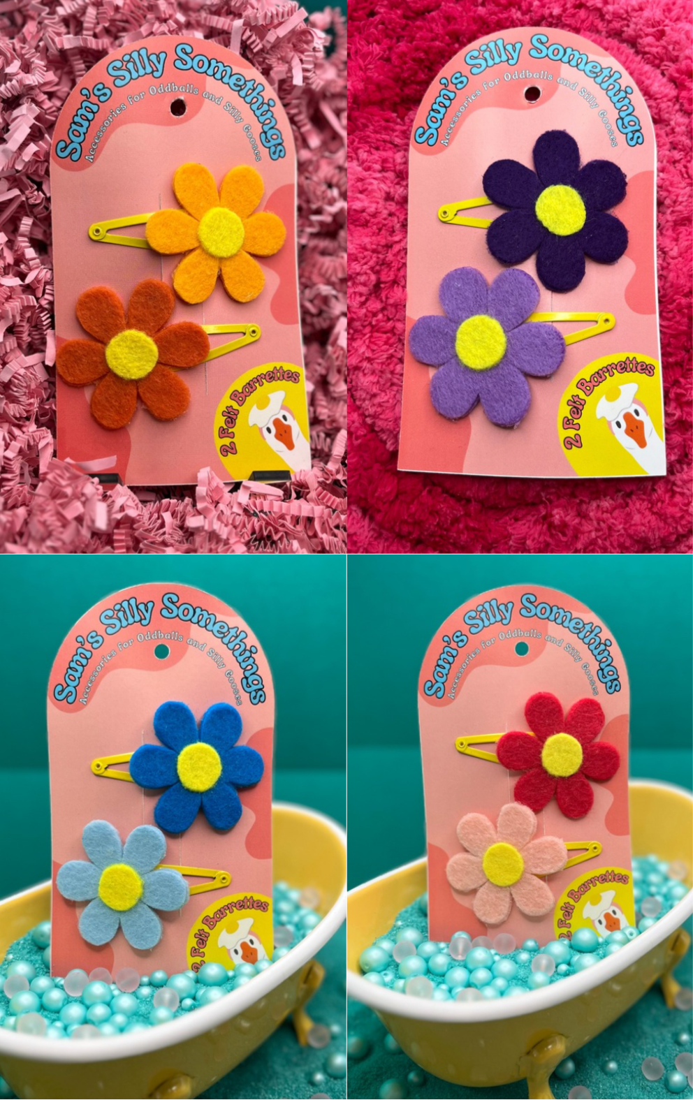 Flower Barrettes – Sam's Silly Somethings
